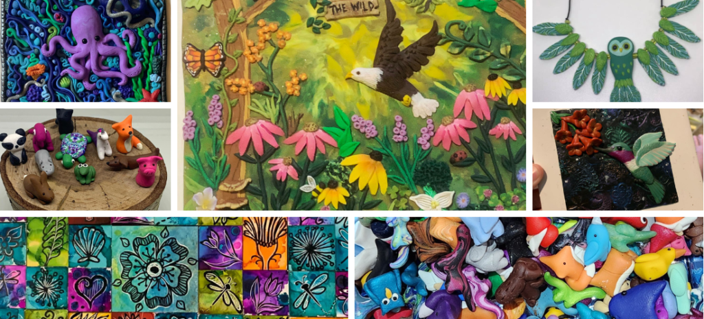 Kitcat's Designs logo - a collage displaying several pieces of Cat's art and jewelry. 